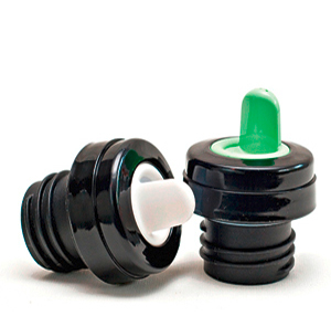 Produktbild des Adapter-Verschlusses von ECOtanka in schwarz aus PP5. Ideal für das Anbringen eines Silikon-Trinksaugers für Säuglinge.
